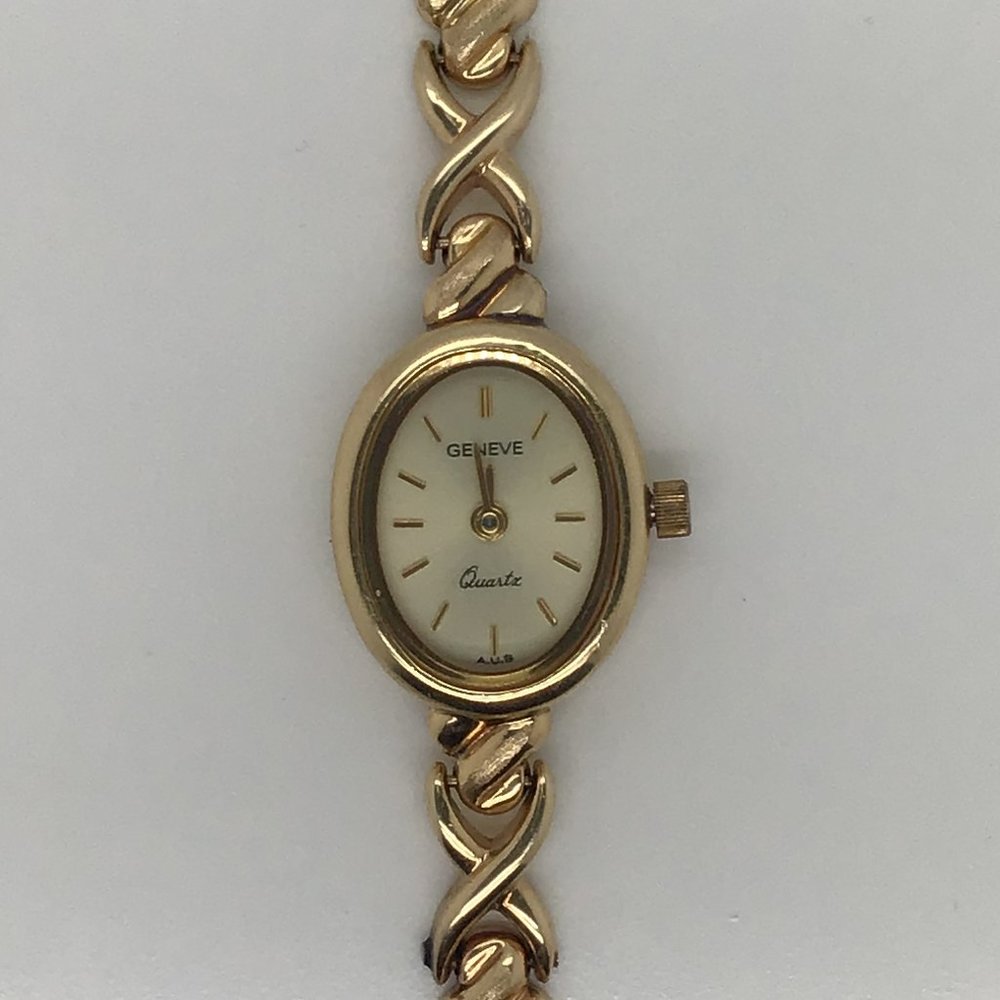 14k Yellow Gold GENEVE 16 mm Quartz Ladies Watch